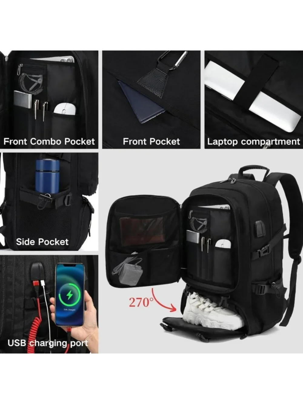 Extra Large 60L Travel Laptop Backpack, Fits 17